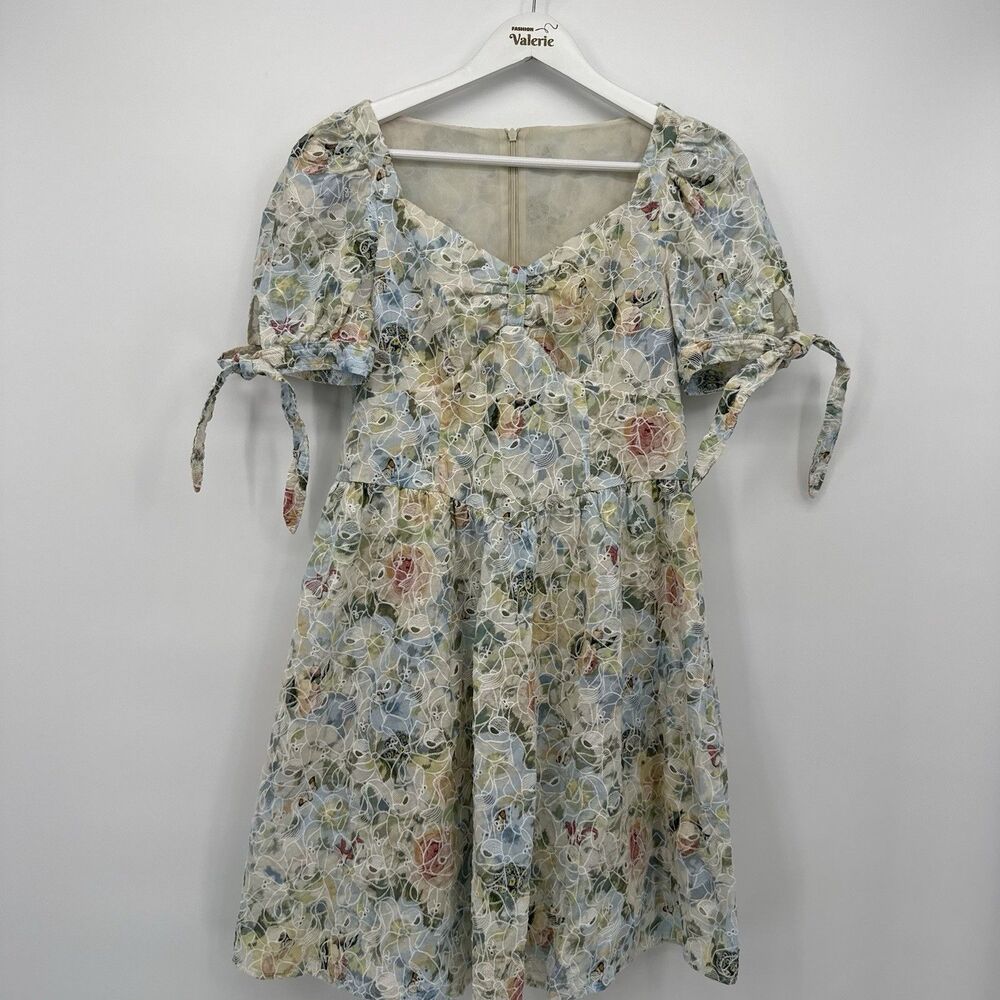 Peacebird Multicolor Butterfly Garden Fit & Flare Mini Dress Medium Coquette